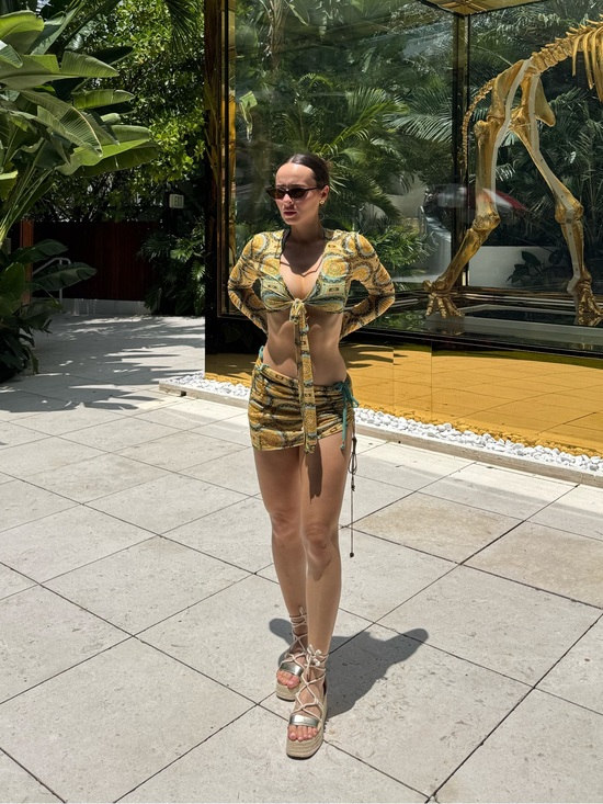 Alexis Other - Alexis - Aztec Printed Tie-Front Swim Coverup Set (top and skirt)